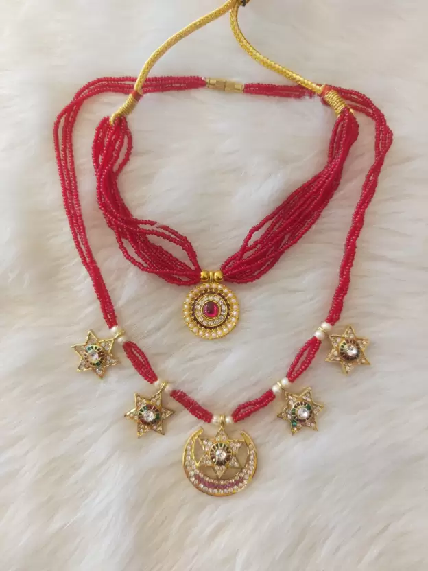 Cubic Zirconia Gold-plated Plated Brass Necklace pack of 2