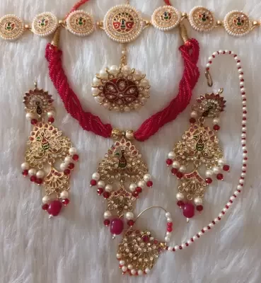 rajputi jewllery combo set one gram gold polish plated