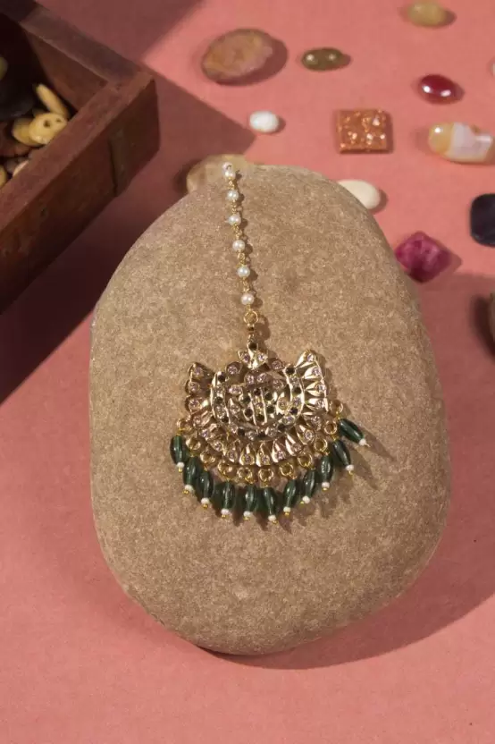 one gram gold polish plated maangtikka for girl and women