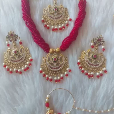 Rajasthani jewellery combo set red pack of 1