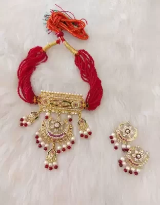 rajasthani chand tara necklace with earrings for girls and women