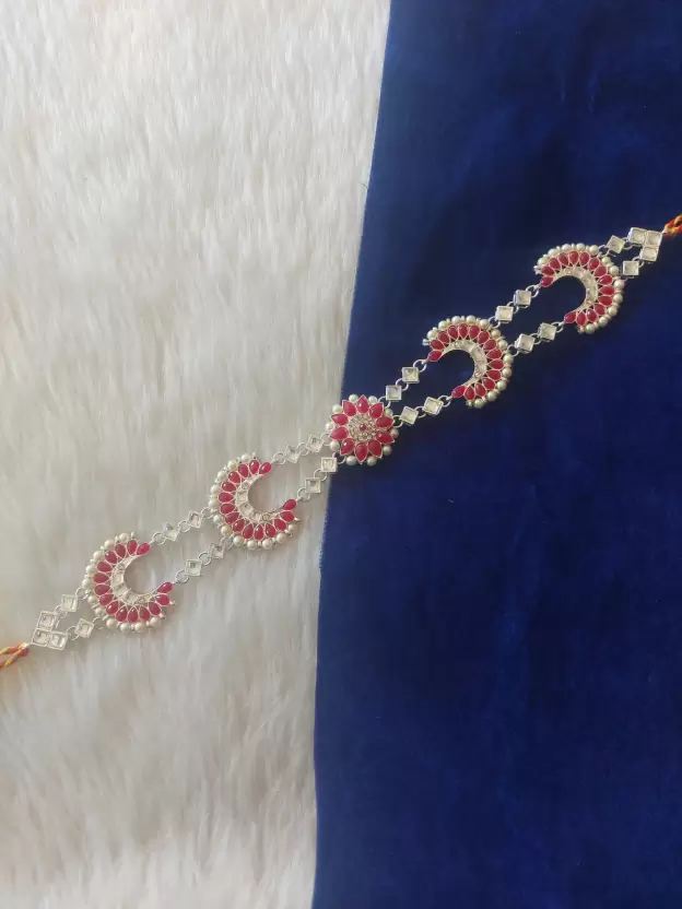 silver polish plated red sispatti pack of 1 for girl and women