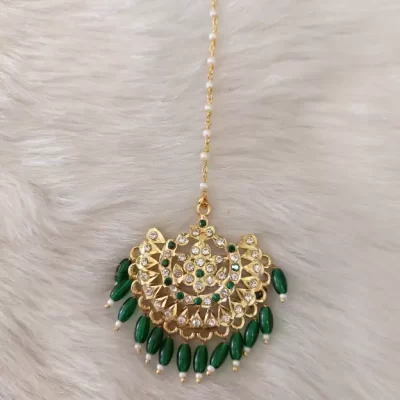 one gram gold polish plated maangtikka for girl and women