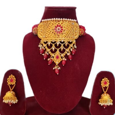 latets design one gram polish rajputi jewelry set