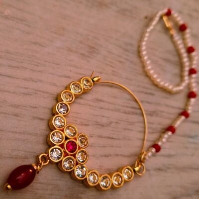 American diamond gold polish plated nathni