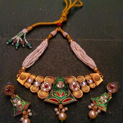 antique kundan rajasthani jewellery set for girl and women