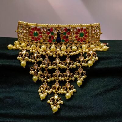 Rajasthani kundan jewellery set with earrings