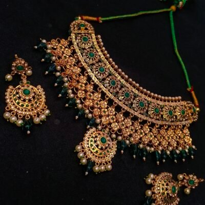 one gram gold polish plated rajwadi haar set
