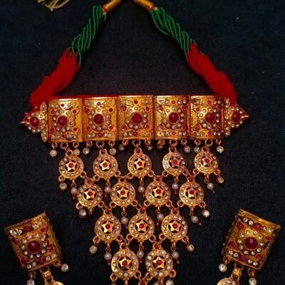 one gram gold polish plate jodhpuri necklace