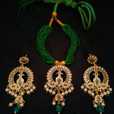 one gram gold polish jadu peacock design necklace set