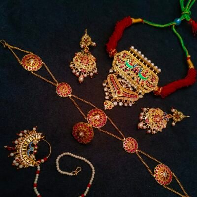 one gram gold polish plated rajasthani jewellery set
