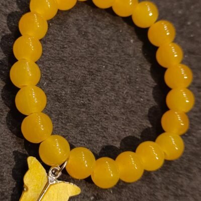 yellow pearl butterfly bracelet for girls