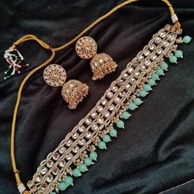 kundan choker necklace set with jhumka earrings