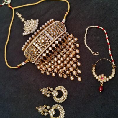 Rajasthani White Kundan Jewellery Set For Girls And Women