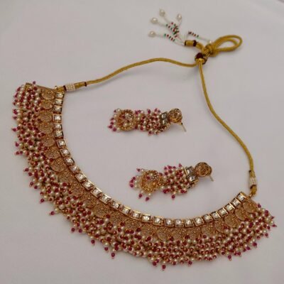 Antique Copper Choker Necklace Set For Girls And Women