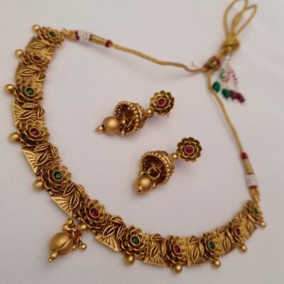 Antique Flower Design copper Choker necklace for girls and women