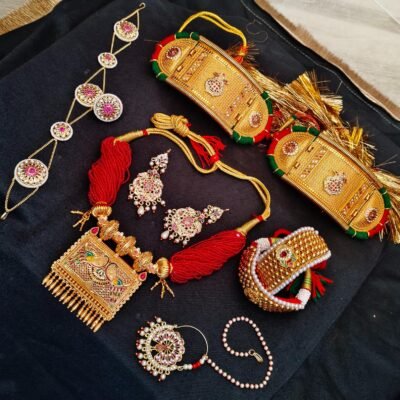 One Gram Gold Polish Plated Jodhpuri Jewellery set