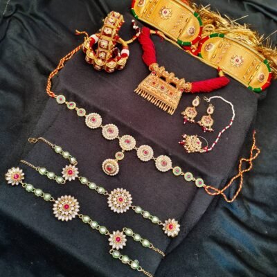 One Gram Gold Polish Plated Rajwadi Bridal Combo set