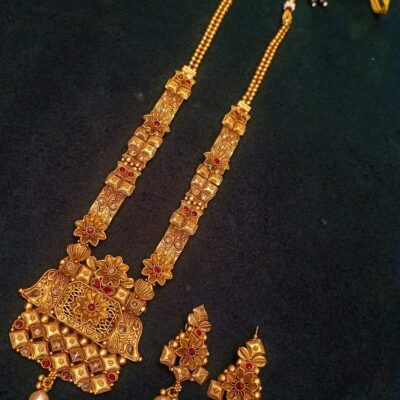 Antique Copper Long Jewellery Set With Earrings