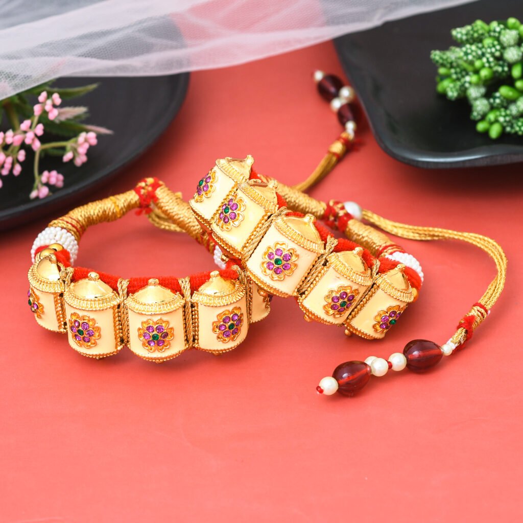 Latest Design Cream Color Minakari Jodpuri Pochi for Girls - Flying Beads