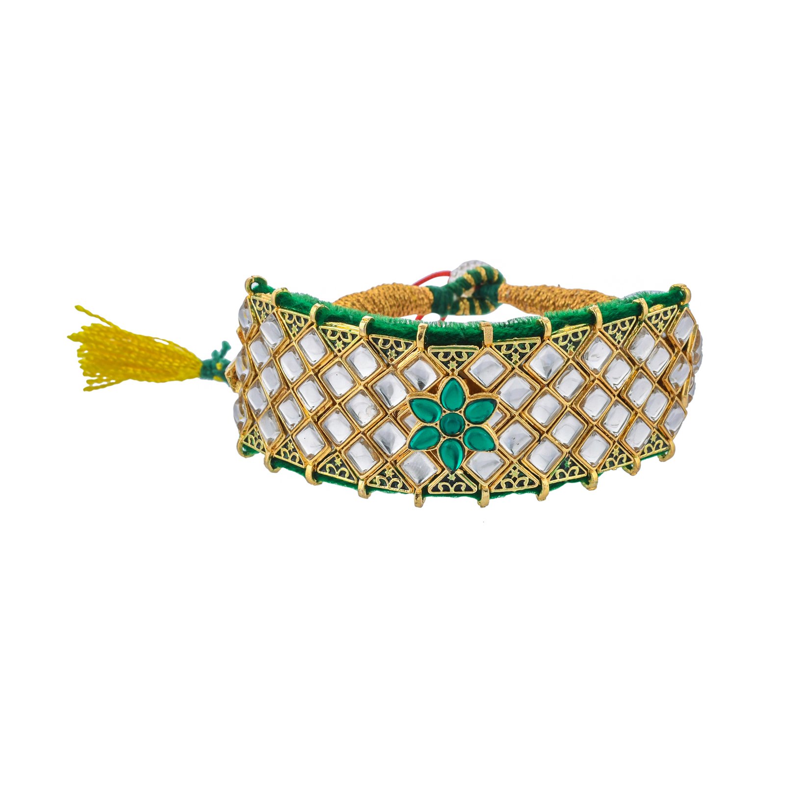 Kundan Green Pochi Bracelet Set - Image 2