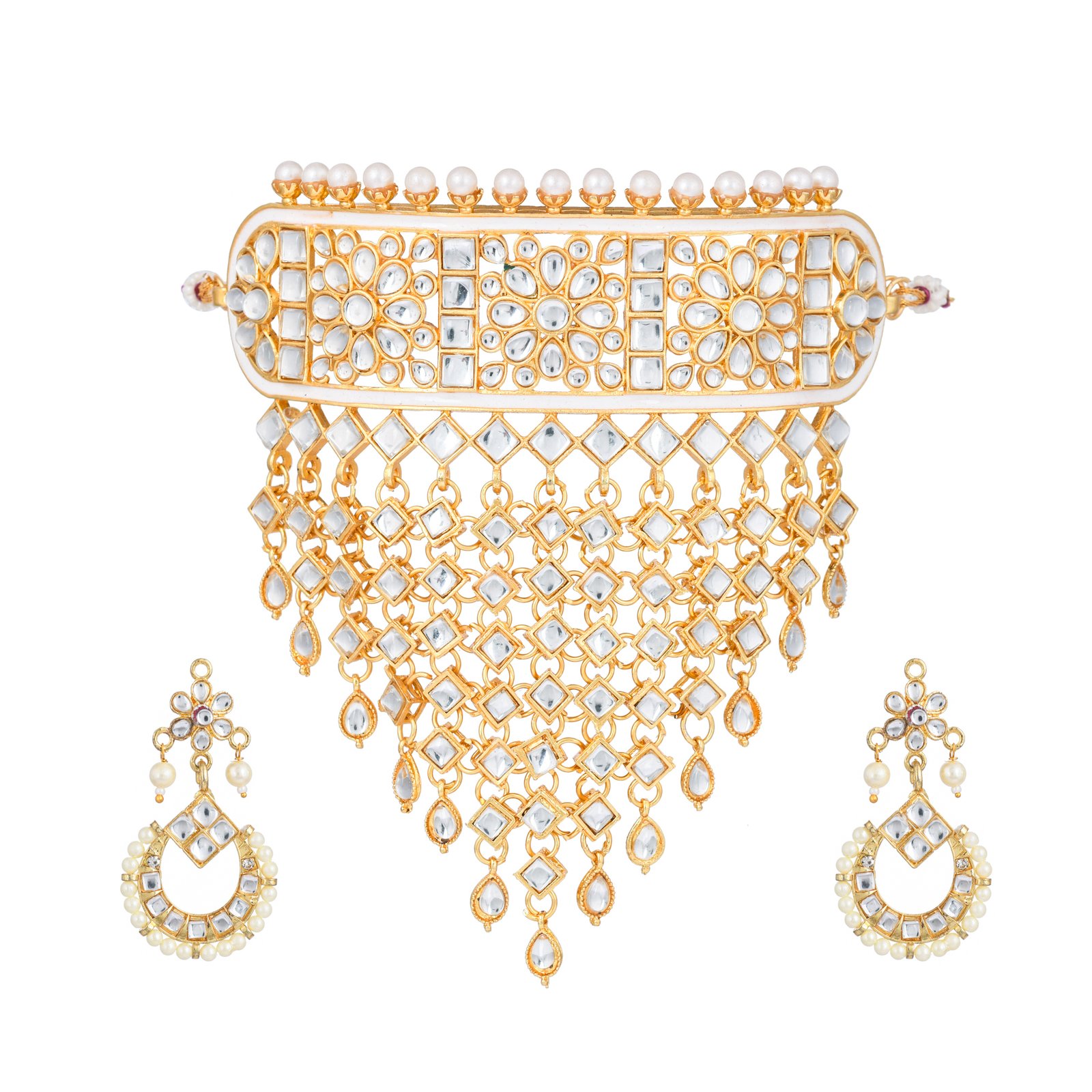 Bridal White Kundan Jewelry Sets - Image 2