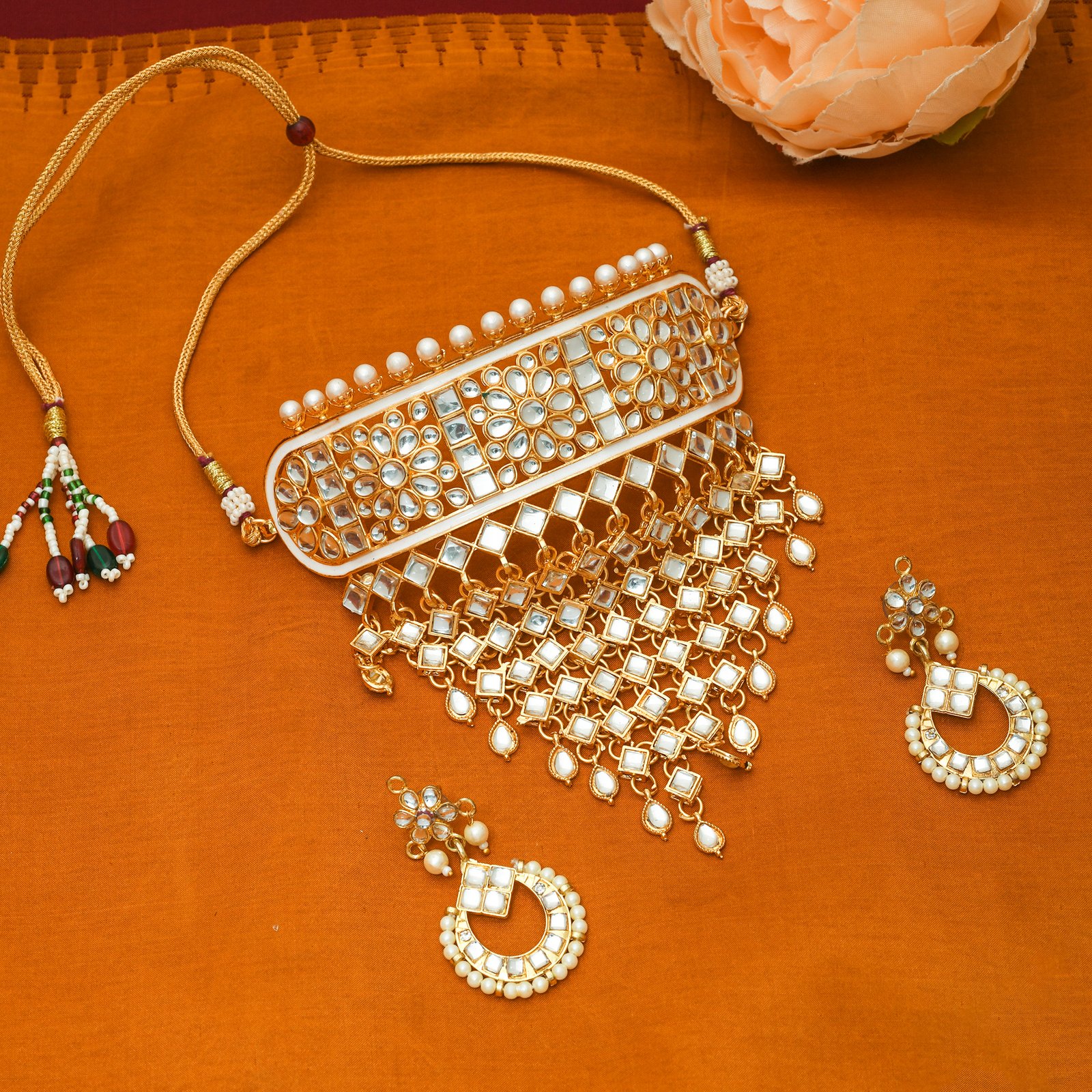 Bridal White Kundan Jewelry Sets - Image 7