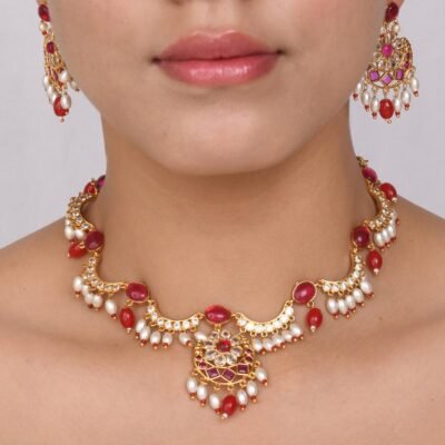 American Diamond Multicolour Choker Jodhpuri Jewellery Set