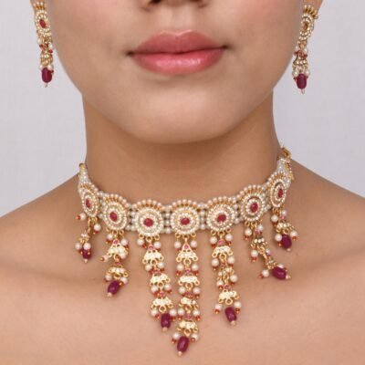 Pearl necklace and ear rings