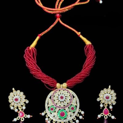 One Gram Gold Polish Plated pendent Rajasthani Jadu Necklace For Girls And Women