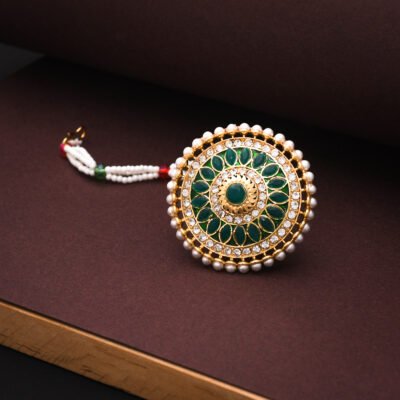 One Gram Gold Rajasthani Green Borla For Girls And Women