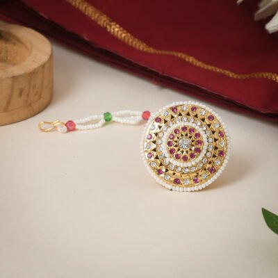 One Gram Gold Polish Plated Rajasthani Borla For Girls And Women