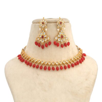 One Gram Gold Polish Plated American Diamond Necklace With Big Size Earrings For Girls And Women Suitable For Saree Suit And Lehnga