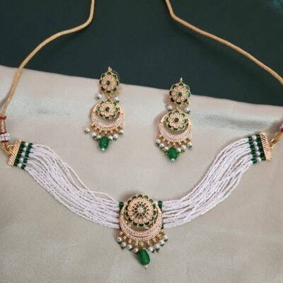 One Gram Gold Polish Plated Jodhpuri Jewellery Set